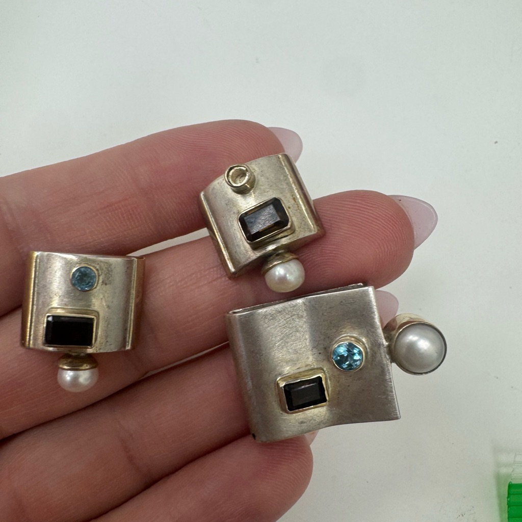 Vintage Michou Sterling Silver Earrings And Pendant Set